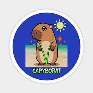 Funny Cute Summer Beach Kawaii Capybara Cartoon Magnet